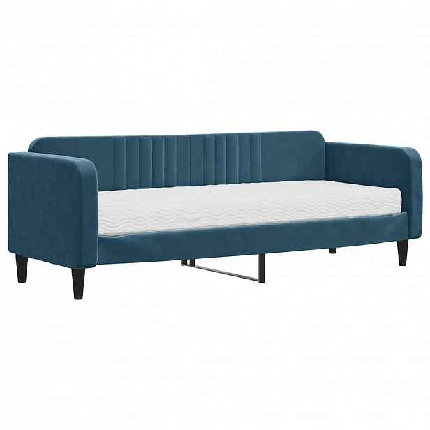 vidaXL Válenda s matrací modrá 80 x 200 cm samet