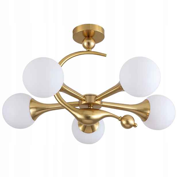 Závěsná Stropní Lampa Lustr Kule zlatá Moderní Led mléčná