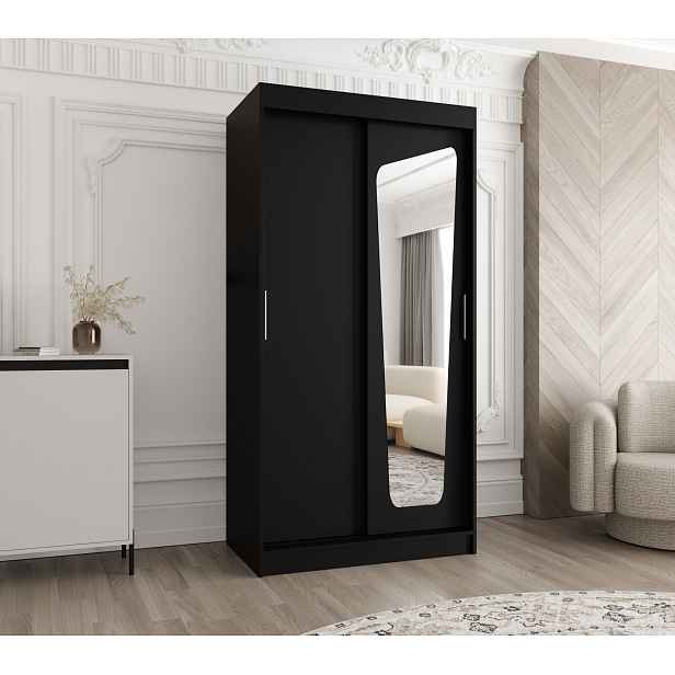 Šatní skříň Abi Moka Rozměry: 100 cm, Barva korpusu + barva dveří: Černá + Černá