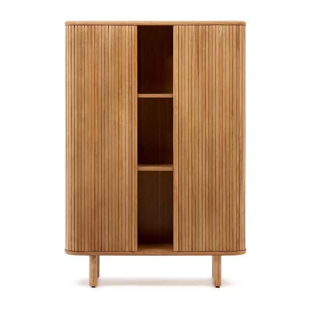 Skříň v dekoru jasanu s posuvnými dveřmi v přírodní barvě 110x160x40 cm Mailen – Kave Home