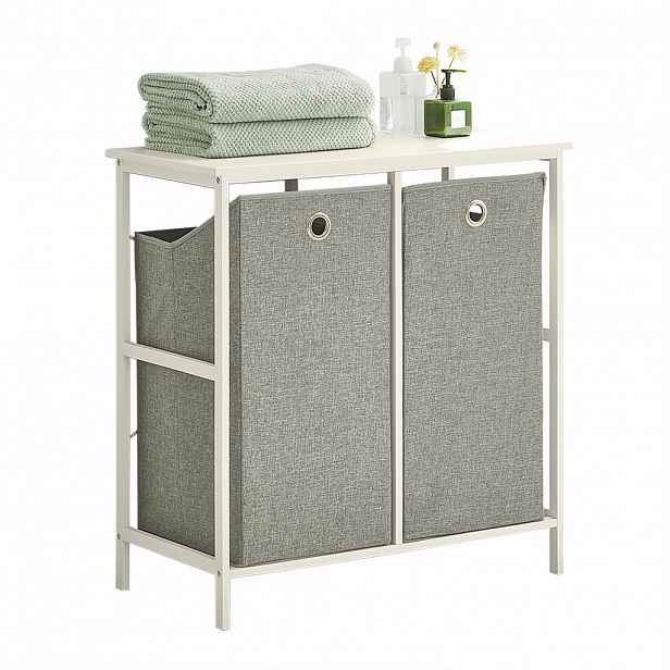 SoBuy KOUPELNOVÁ SKŘÍŇKA S KOŠEM NA PRÁDLO a 1 policí Bílá 77x38x80cm Minimalistický