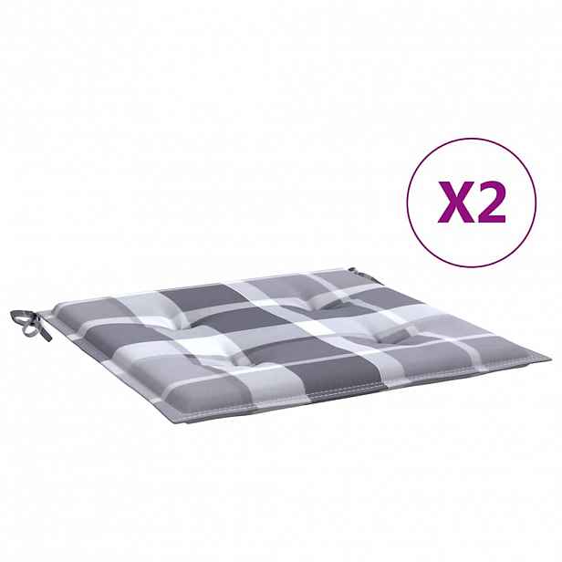 vidaXL Podušky na zahradní židli 2 ks šedé kárované 50x50x3 cm oxford