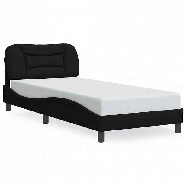 vidaXL Rám postele s LED bez matrace Hvar černý 90x190 cm Látka