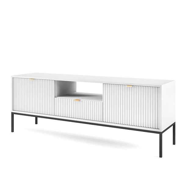 MASSENO TV STOLEK STELLARE, 154x39x56 cm s 1 zásuvkou a 2 dvířky, bílý
