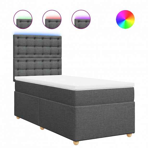 vidaXL Box spring postel s matrací tmavě šedá 80 x 200 cm textil