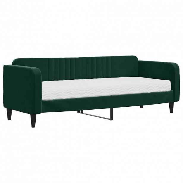 vidaXL Válenda s matrací tmavě zelená 80 x 200 cm samet