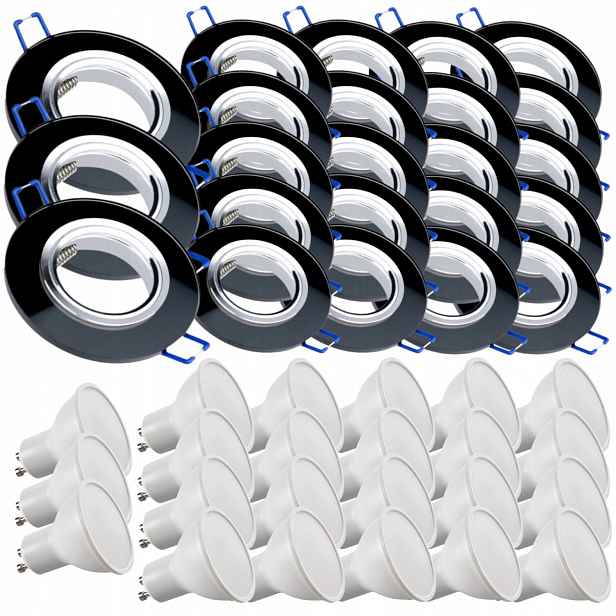 23x Černá Skleněná Stropní Lampa Kulatá Objímka Led Žárovky 10W