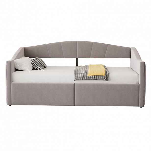 CHICFURN ČALOUNĚNÁ POSTEL 90/200 cm ve světle šedé barvě s úložným prostorem a sametovým čalouněním