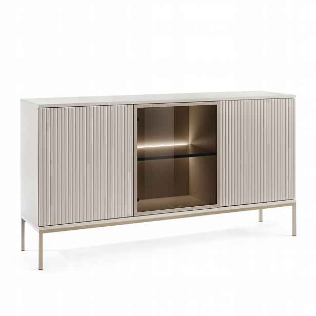 Komodee Komoda Laval K154 Kašmír s lamelami, Led, Skleněné Dvířka
