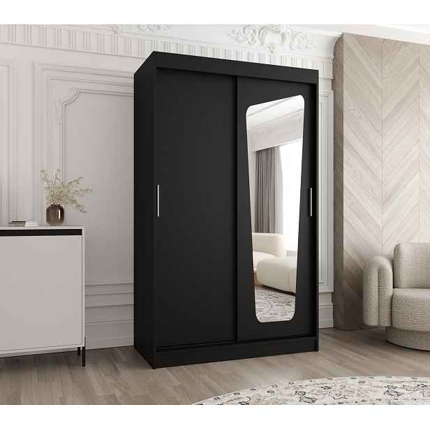 Šatní skříň Abi Moka Rozměry: 120 cm, Barva korpusu + barva dveří: Černá + Černá