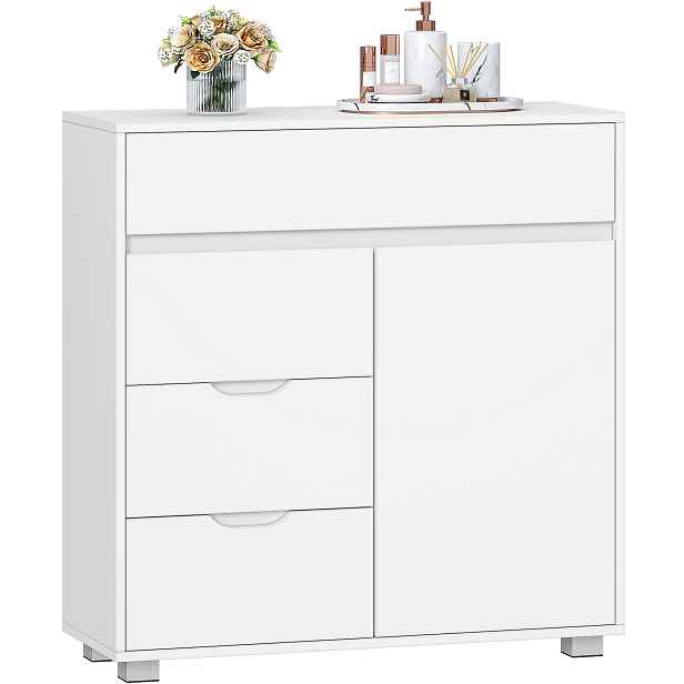 TEMU Koupelnová skříňka, koupelnová skříňka s nastavitelnou policí, zásuvkami a 1 dvířky, moderní, do obýváku, koupelny, 30 x 80 x 82 cm, bílá