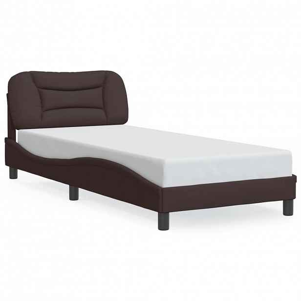 vidaXL Rám postele s LED bez matrace Hvar tmavě hnědý 90 x 190 cm textil