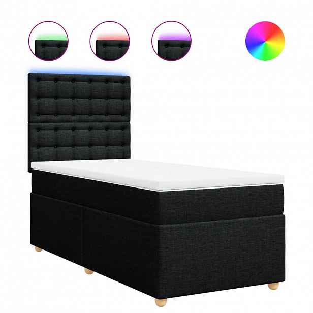 vidaXL Box spring postel s matrací černá 80 x 200 cm textil