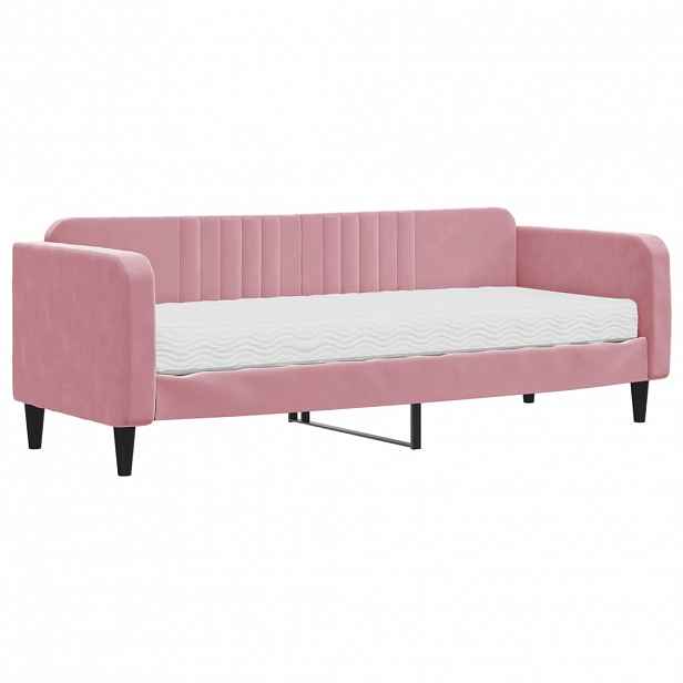 vidaXL Válenda s matrací růžová 80 x 200 cm samet
