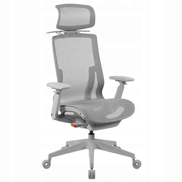 Kancelářská židle se síťkou šedá 135 kg Ergonomická Otočná s opěrkou hlavy