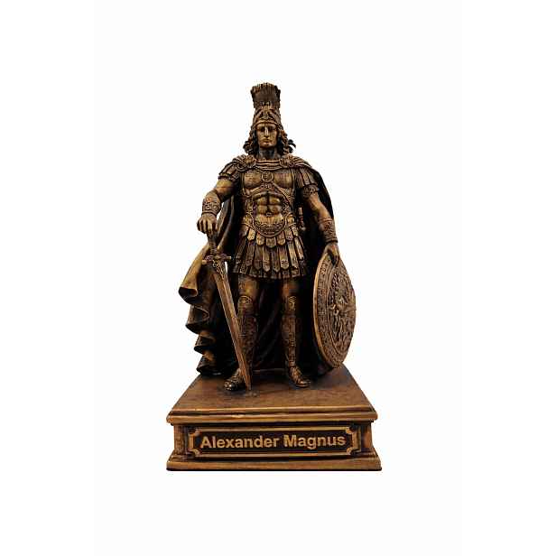 Soška Alexandr 24 cm bronzová historická figurka král vojevůdce antika