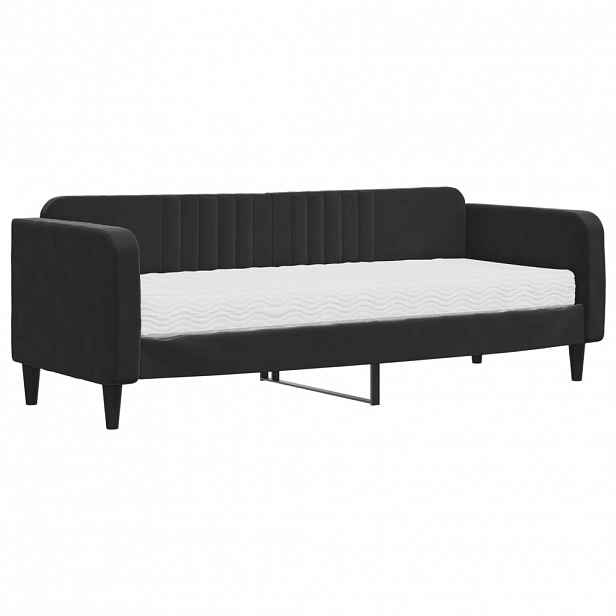 vidaXL Válenda s matrací černá 80 x 200 cm samet