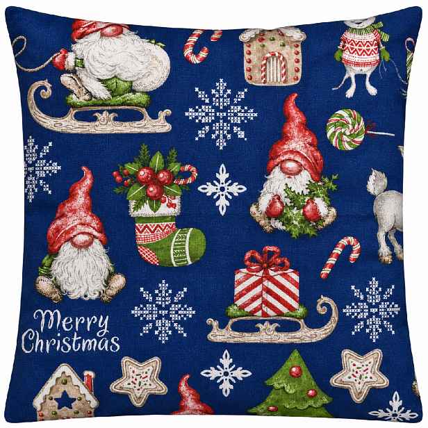 Bavlněný vánoční povlak na polštář  025 CHRISTMAS modrá 40x40 cm,