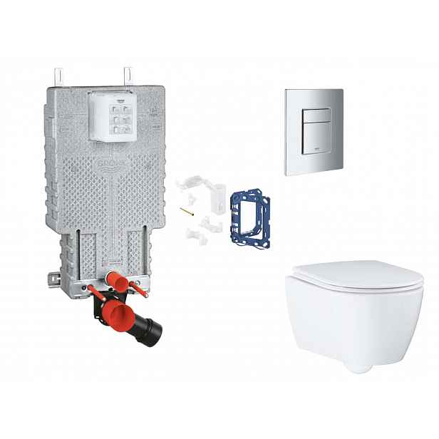 Grohe Uniset - Set předstěnové instalace, klozetu, sedátka SoftClose, tlačítka Skate Cosmopolitan a sady pro vhazování tablet, chrom SANI15BB2119
