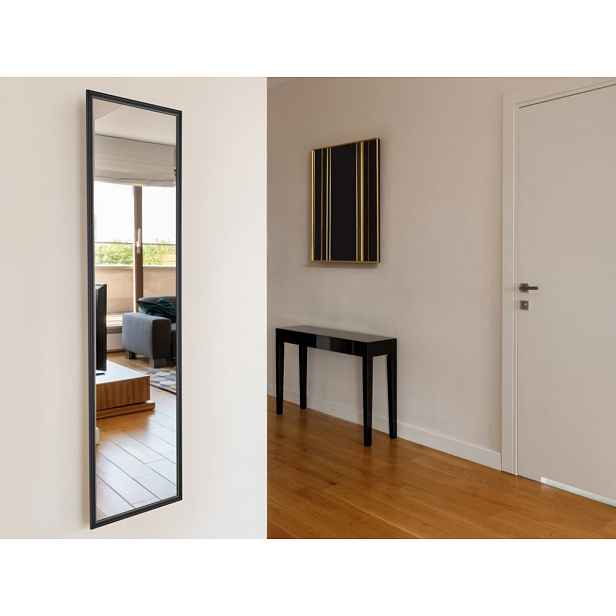 Nástěnné zrcadlo Nadine 33,5x125 cm, černo-zlaté, perlový dekor