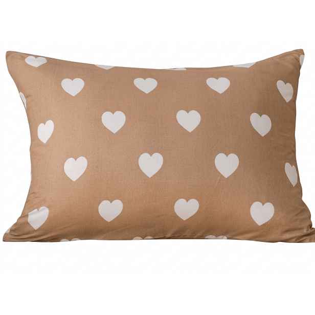 Povlak na polštář z mikrovlákna CARAMHEART 50x70 cm, hnědý