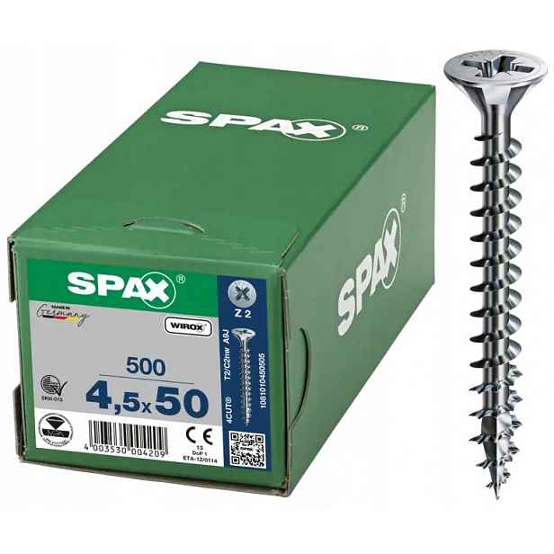 Šroub Pozink Bílý 500 Ks 4,5*50 MM Wirox Spax