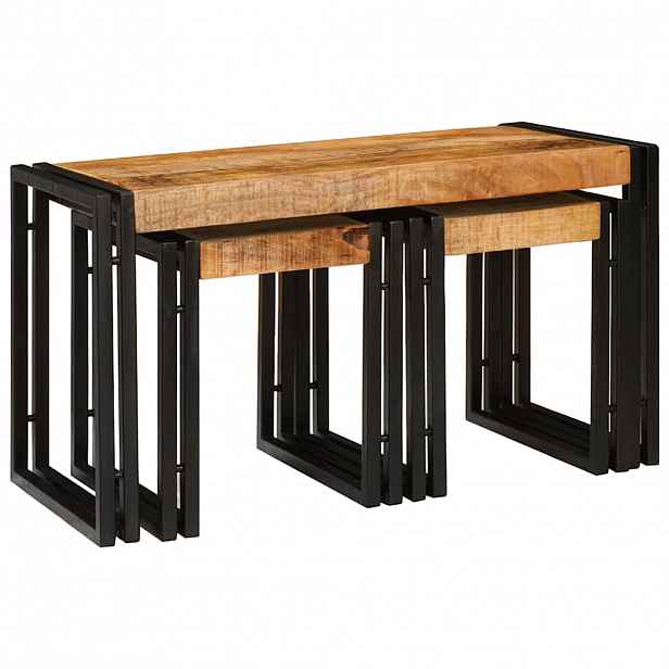 vidaXL Nesting stůl 3 ks Hnědá a černá 82 x 40 x 45 cm