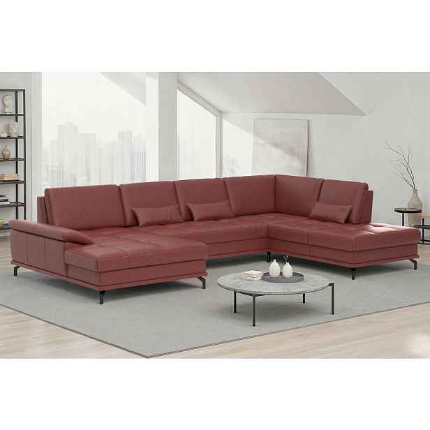 Sit & More SEDACÍ SOUPRAVA, textil, kůže, červenohnědá