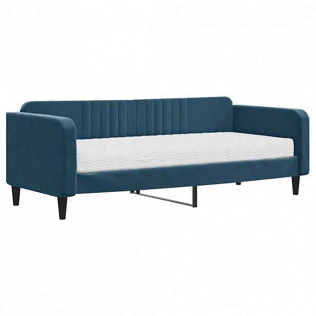 vidaXL Válenda s matrací modrá 90 x 200 cm samet