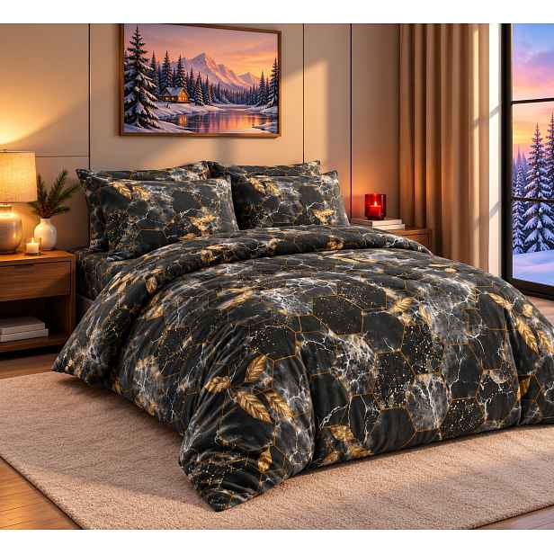 Francouzské mikroplyšové povlečení Premium 220x200+2x70x90 Quart šedý