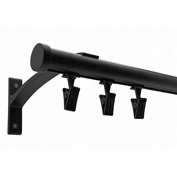 Garnýž Kolejnicový Apartmánový Alu 20 mm Černý 120 cm kpl žabky