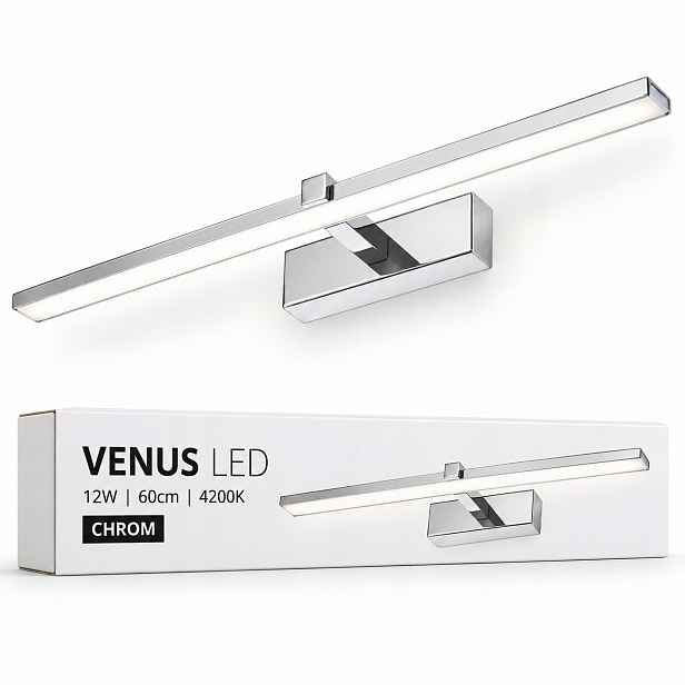 Nástěnné svítidlo nad zrcadlo Venus Led 12W 60 cm chrom 4200K neutrální světlo