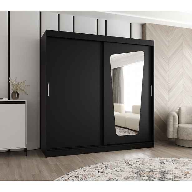 Šatní skříň Abi Moka Rozměry: 200 cm, Barva korpusu + barva dveří: Černá + Černá