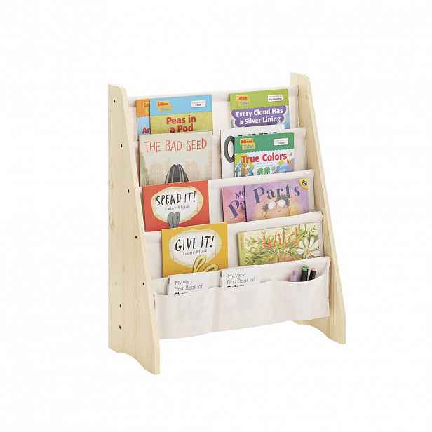 SoBuy DĚTSKÁ KNIHOVNA se 4 policemi Přírodní 63x28x76cm Nordický