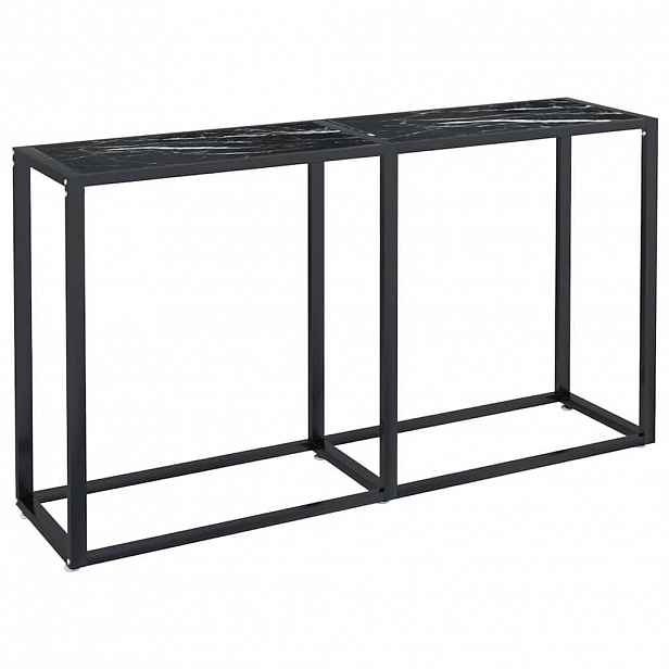 vidaXL Konzolový stolek černý mramor 140 x 35 x 75,5 cm tvrzené sklo