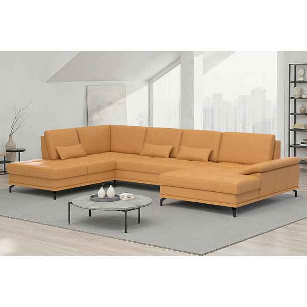 Sit & More SEDACÍ SOUPRAVA, textil, kůže, curry žlutá