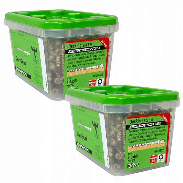 Essve Essdeck Max Terasový šroub na dřevo CorrSeal 4,8x42mm 250 Ks x2
