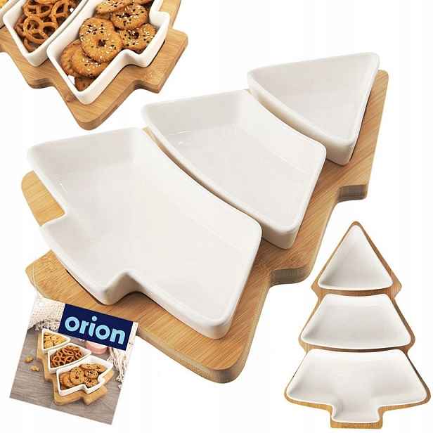 Košíčky s podnosem na svačinu Dipy Porcelánový vánoční stromek Bílý Orion 28 cm