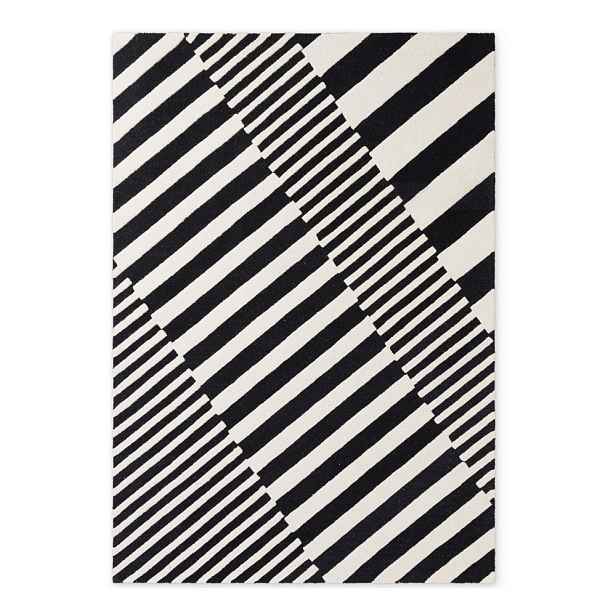 Černobílý ručně tkaný vlněný koberec 200x290 cm Stryve Flux – Elle Decoration