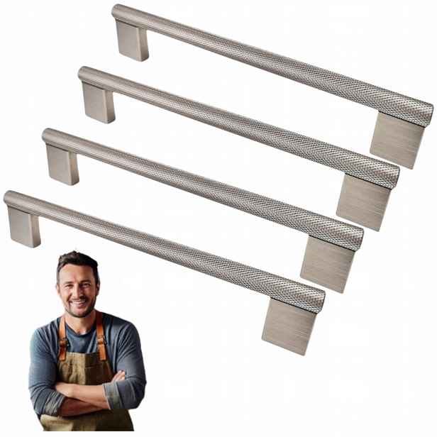 Nábytková Úchytka do skříňky Zásuvky Barro 160 mm ocel rýhovaná 4ks