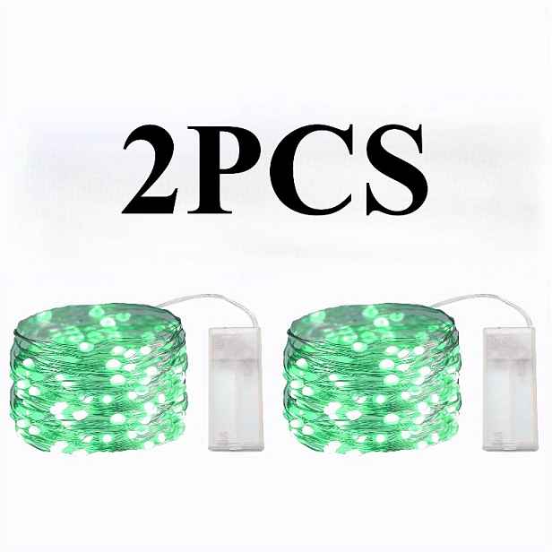 TEMU 2/4 ks 1M 10 LED Zelené LED světelné řetězy | Mini blikající světla na baterie s teplým zářením pro Den svatého , svatby, narozeninové oslavy,