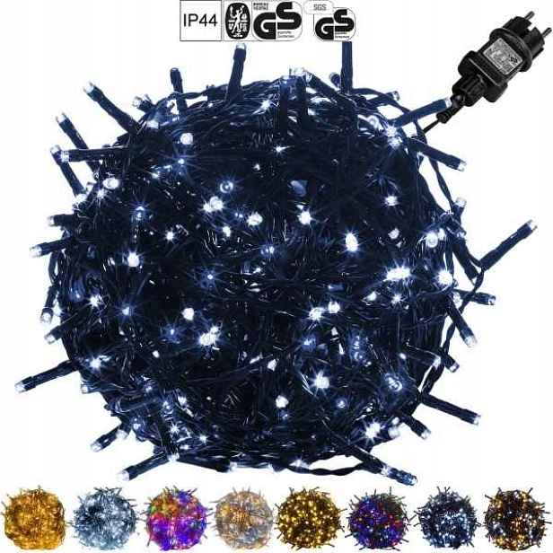Vánoční osvětlení na stromeček 200 Led 20 m, studené bílé, IP44, síťové