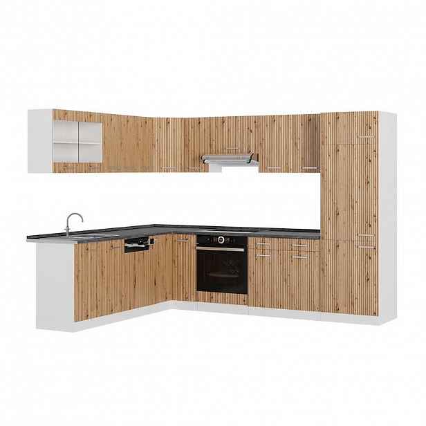 Vicco ROHOVÁ KUCHYŇ R-Line, Řemeslný dub/Bílá, 287 x 227 cm, PD Antracit