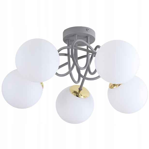 Závěsná Stropní Lampa Lustr Kule šedá Moderní Led mléčná