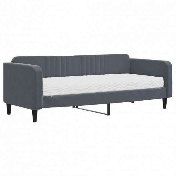 vidaXL Válenda s matrací tmavě šedá 90 x 200 cm samet