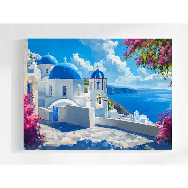 Plakát Pohled Pohlednice Řecko Santorini Ostrov Moře 100x75