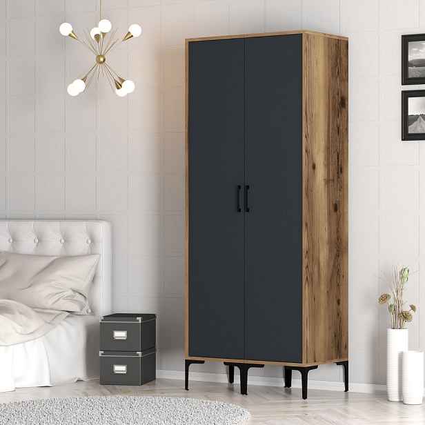 Šatní skříň Kumsal SS - Walnut, Anthracite