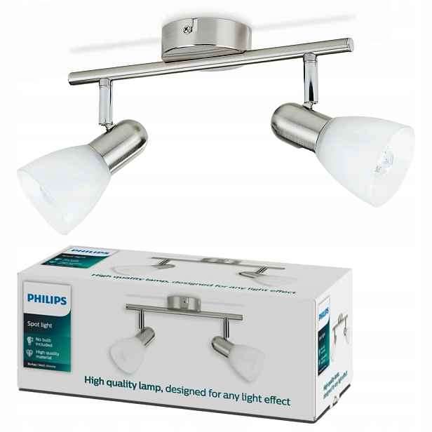 Stropní Svítidlo Nástěnné svítidlo Reflektor 2x E14 Nikl Jutové vlákno Philips