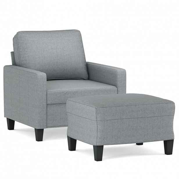 vidaXL Křeslo s podnožkou světle šedé 60 cm textil