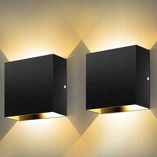 2X Černé Led Nástěnné svítidlo Obývací pokoj Chodba Nástěnné svítidlo Nahoru A DOLŮ,6W Bílá Teplá